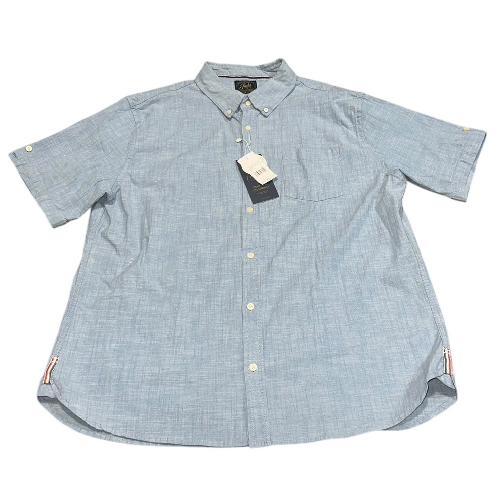 Men’s Jachs MFG. Heritage Chambray Short Sleeve Button Down Shirt 2XL NWT Indigo